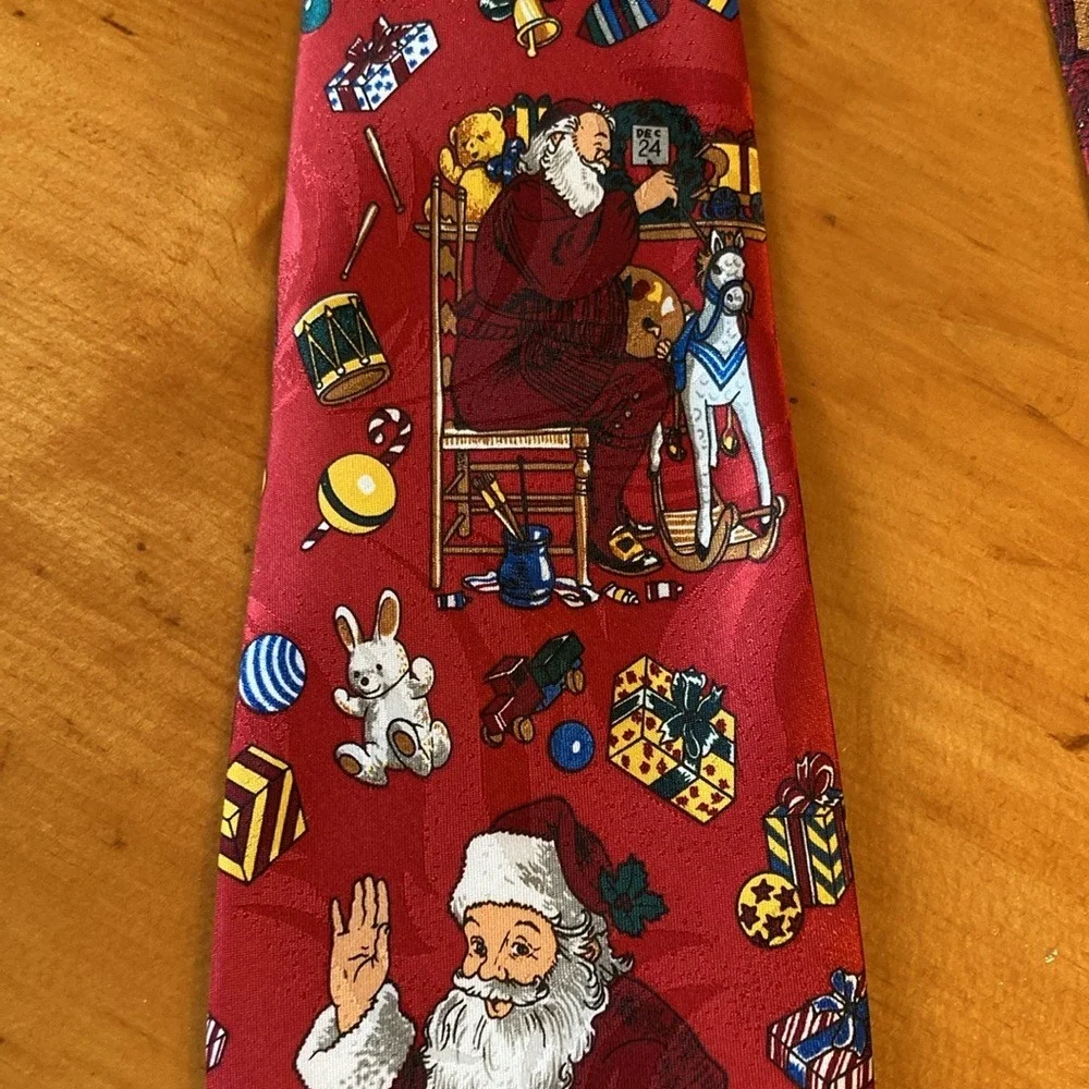 90s Nostalgia Mens Christmas Santa Claus‎ Toy Sack Handmade Holiday Necktie Tie